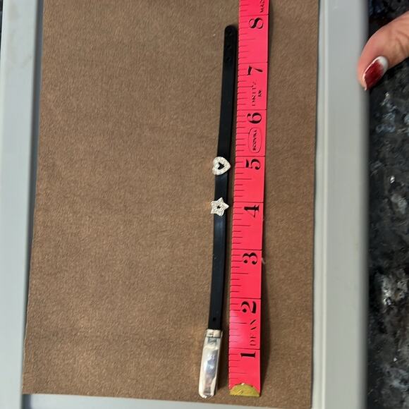 Sterling and black rubber adjustable bracelet. Clip to adjust. heart and star - Picture 6 of 6